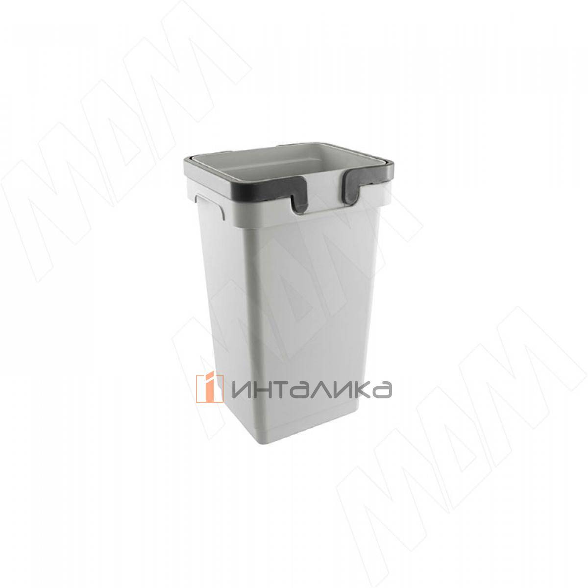 Ведро квадратное с ручками, пластик, объем 10л, размер S, H=370мм, цвет серый (SM10G)