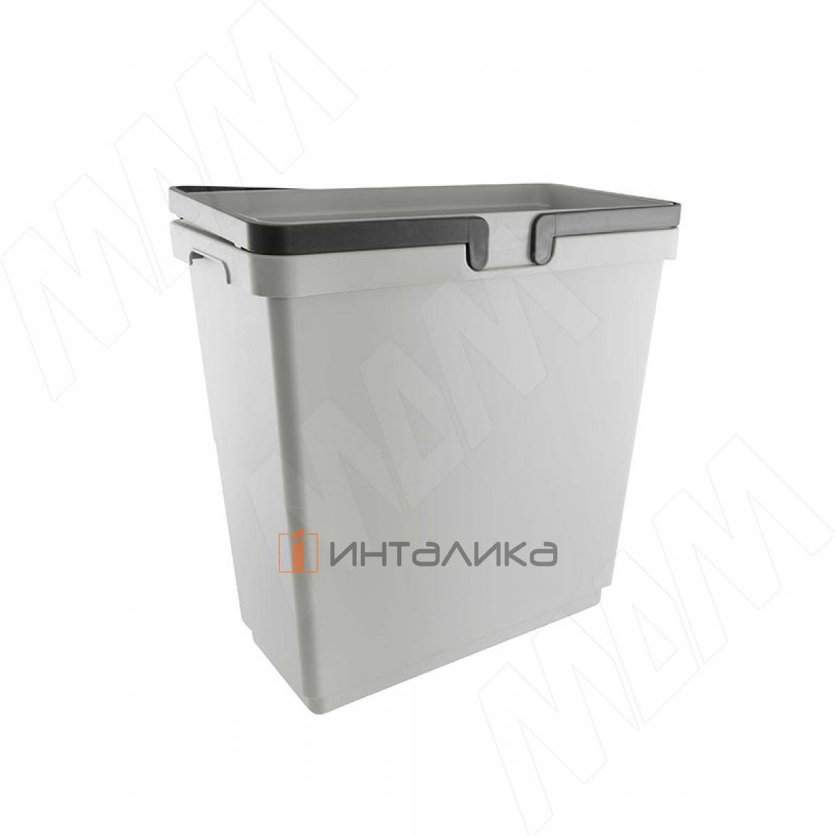 Ведро квадратное с ручками, пластик, объем 33л, размер XL, H=460мм, цвет серый (XL33G)
