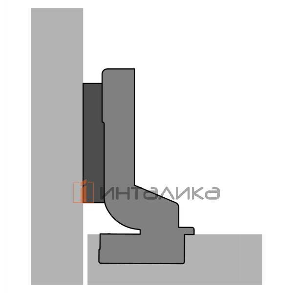 Петля HETTICH HETTICH Веосис / Veosys (В -6.5) 105°, для дверей 14-22 мм, вкладная, с доводчиком, TH52, Ø35, под саморезы, нержавеющая сталь