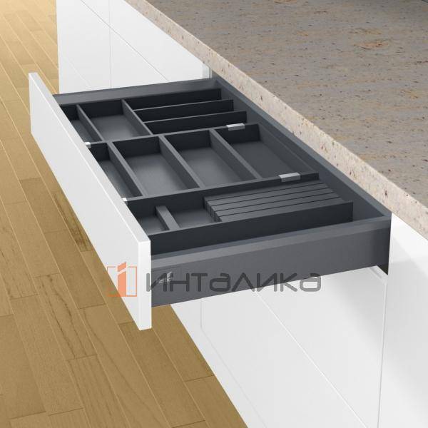 Лоток HETTICH ОргаТрей /OrgaTray 270 для ИнноТех Атира / InnoTech Atira и АванТех Ю / AvanTech You, 180х135.5х43, бук, антрацит