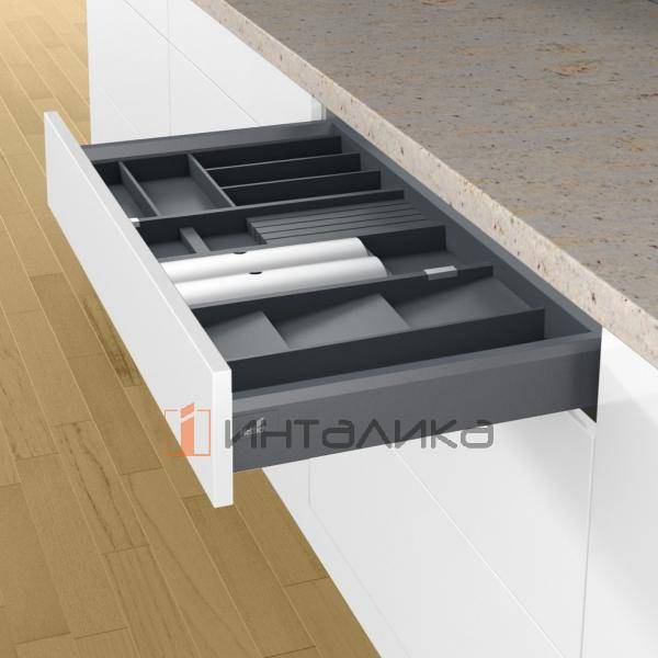 Лоток HETTICH ОргаТрей /OrgaTray 270 для ИнноТех Атира / InnoTech Atira и АванТех Ю / AvanTech You, 180х135.5х43, бук, антрацит