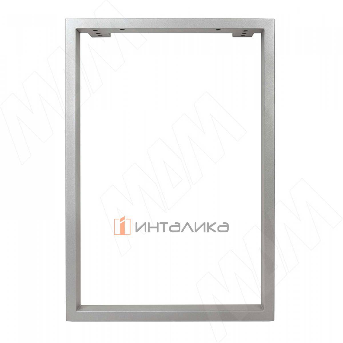 Пилар опора для стола П-образная, 60х30, 595xH820 (+10 мм), хром матовый (RAL 9006, муар)