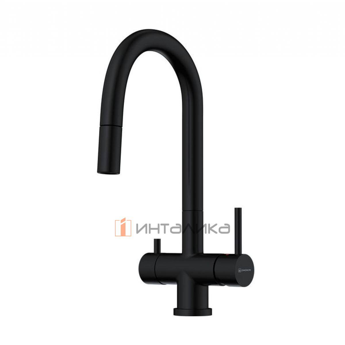 Смеситель Omoikiri AKITA-S однорычажный, с выводом питьевой воды, с гибким шлангом, графит