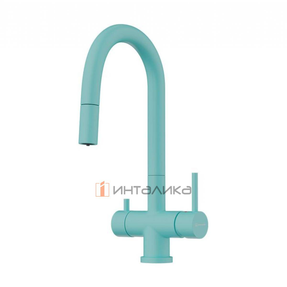 Смеситель Omoikiri AKITA-S однорычажный, с выводом питьевой воды, с гибким шлангом, azur blue