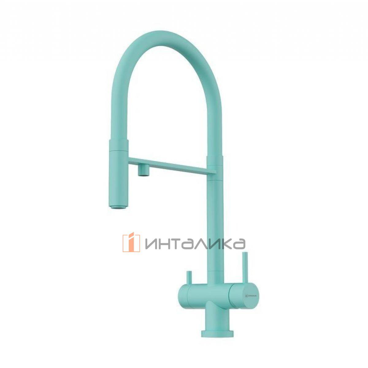 Смеситель Omoikiri KANTO однорычажный, с выводом питьевой воды, с гибким шлангом, azur blue