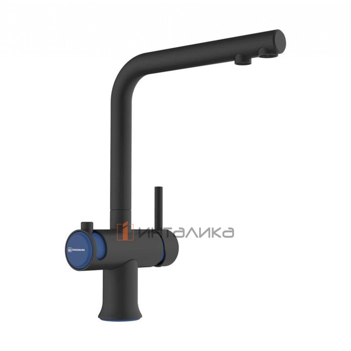 Смеситель Omoikiri HOTARU однорычажный, с выводом для питьевой воды, графит |indigo blue