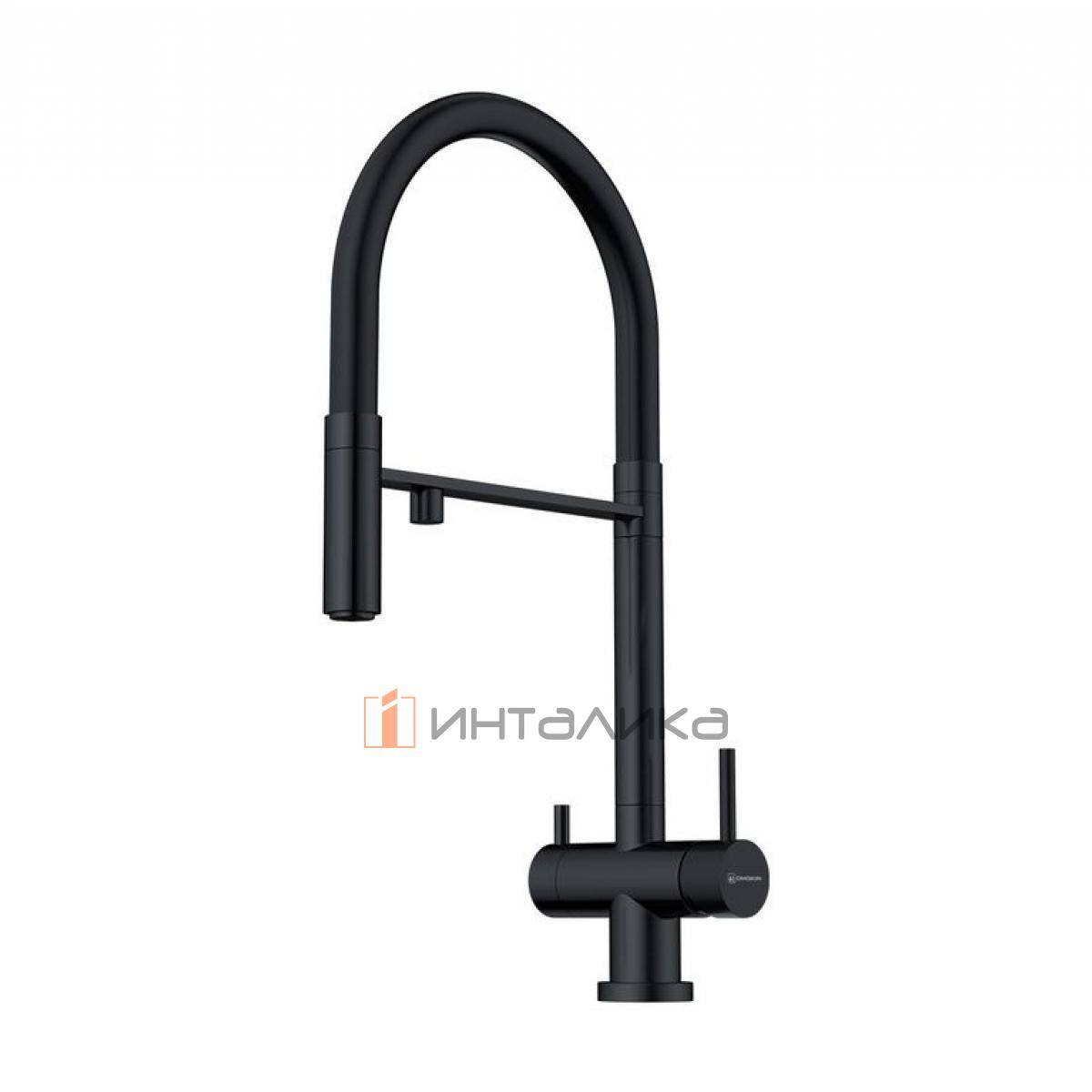 Смеситель Omoikiri KANTO однорычажный, с выводом питьевой воды, с гибким шлангом, графит