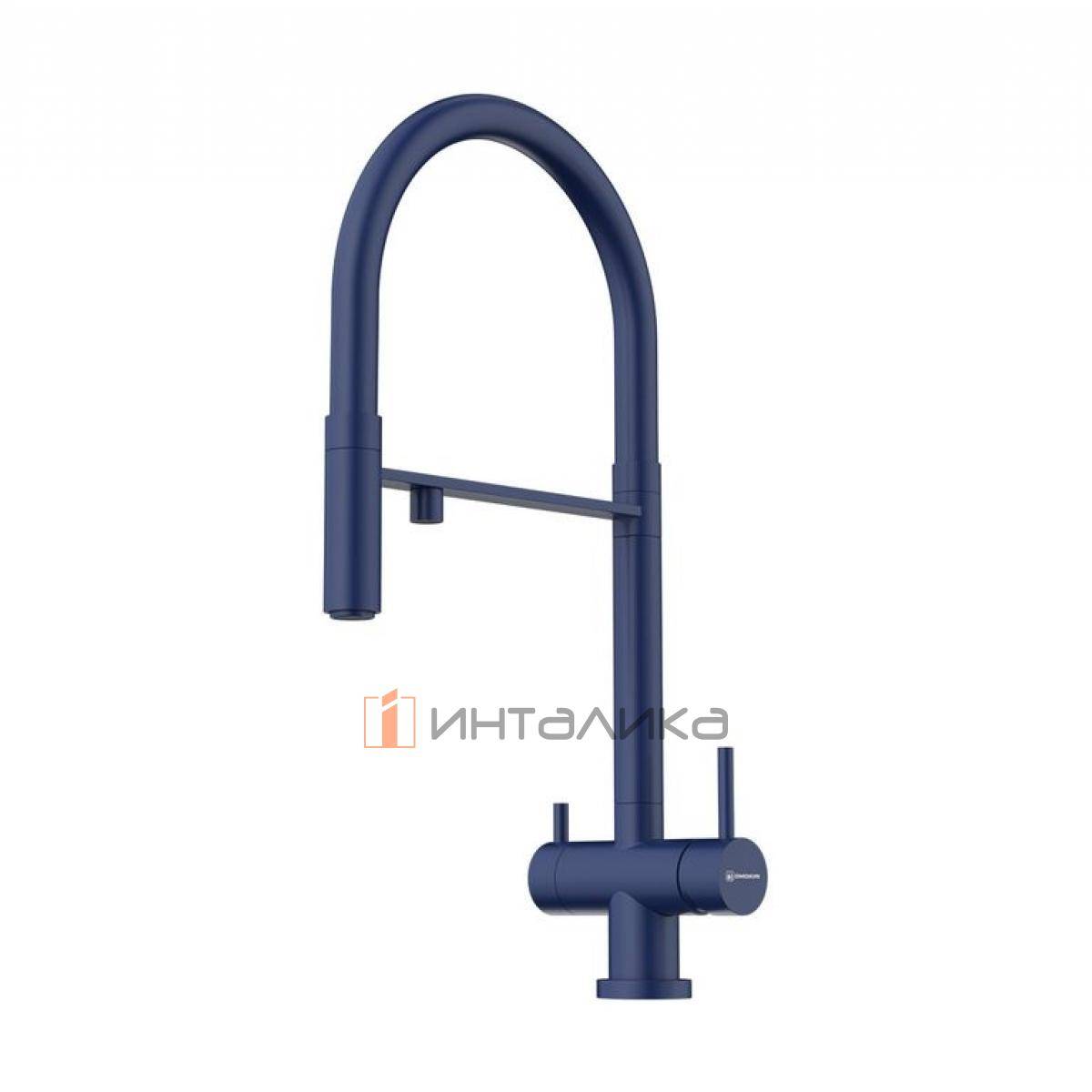 Смеситель Omoikiri KANTO однорычажный, с выводом питьевой воды, с гибким шлангом, indigo blue