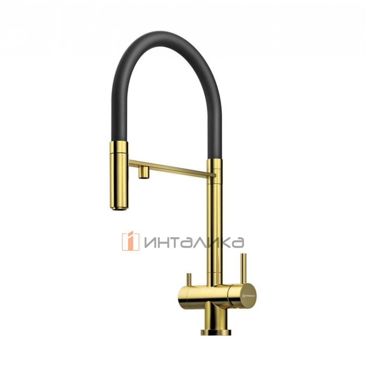 Смеситель Omoikiri KANTO однорычажный, с выводом питьевой воды, с гибким шлангом, светлое золото