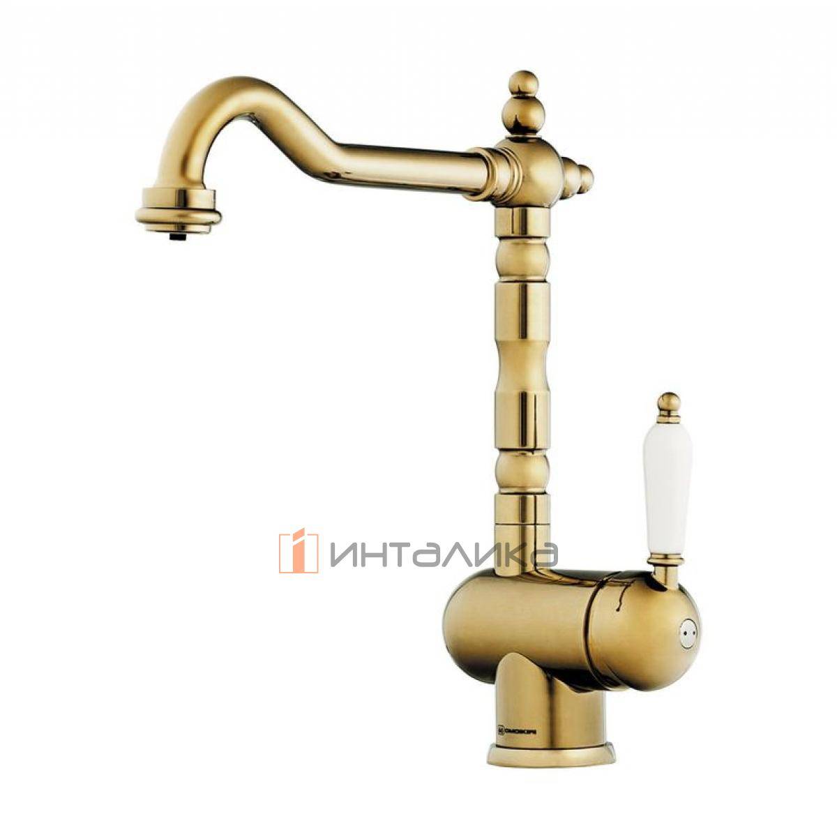 Смеситель Omoikiri KYOTO 2 Plus однорычажный, с выводом для питьевой воды, золото 