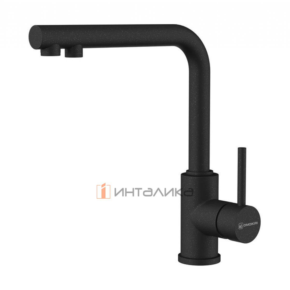 Смеситель Omoikiri NAKAGAWA 2 Plus однорычажный, с выводом для питьевой воды, черный