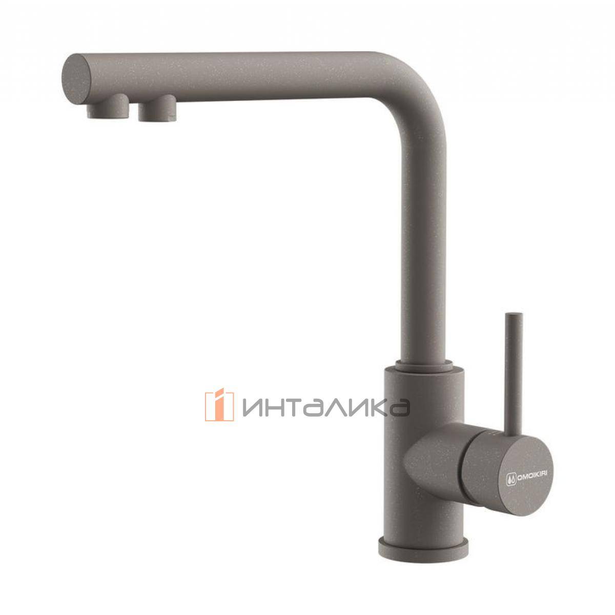 Смеситель Omoikiri NAKAGAWA 2 Plus однорычажный, с выводом для питьевой воды, leningrad grey