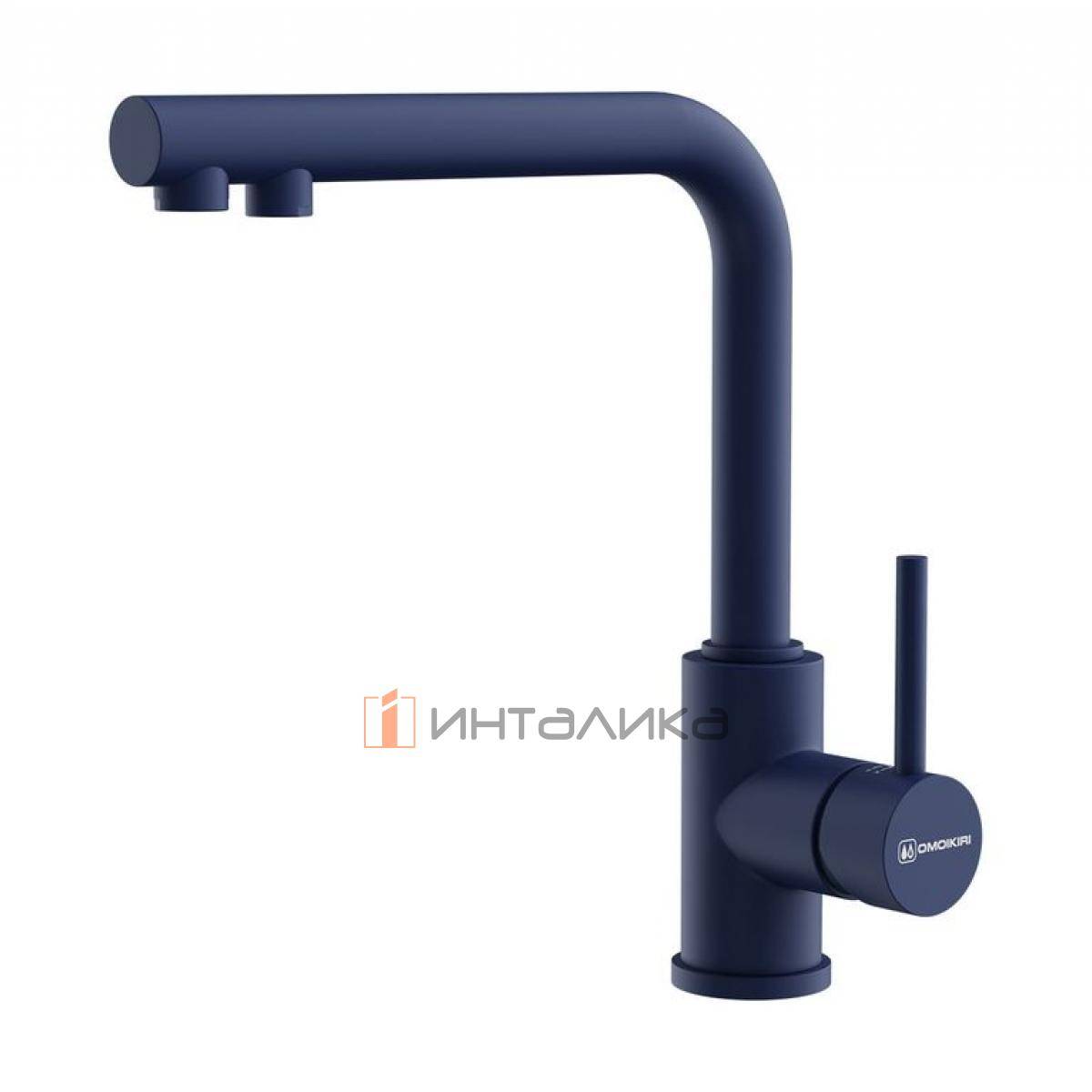 Смеситель Omoikiri NAKAGAWA 2 Plus однорычажный, с выводом для питьевой воды, indigo blue
