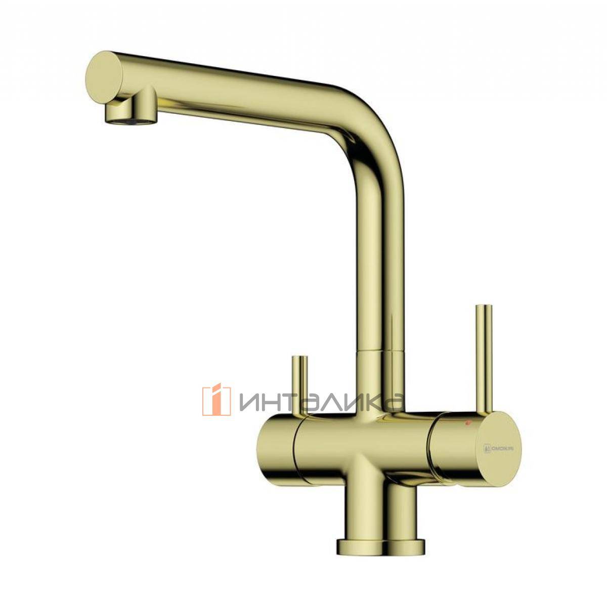 Смеситель Omoikiri TAKAMATSU однорычажный, с выводом питьевой воды, светлое золото
