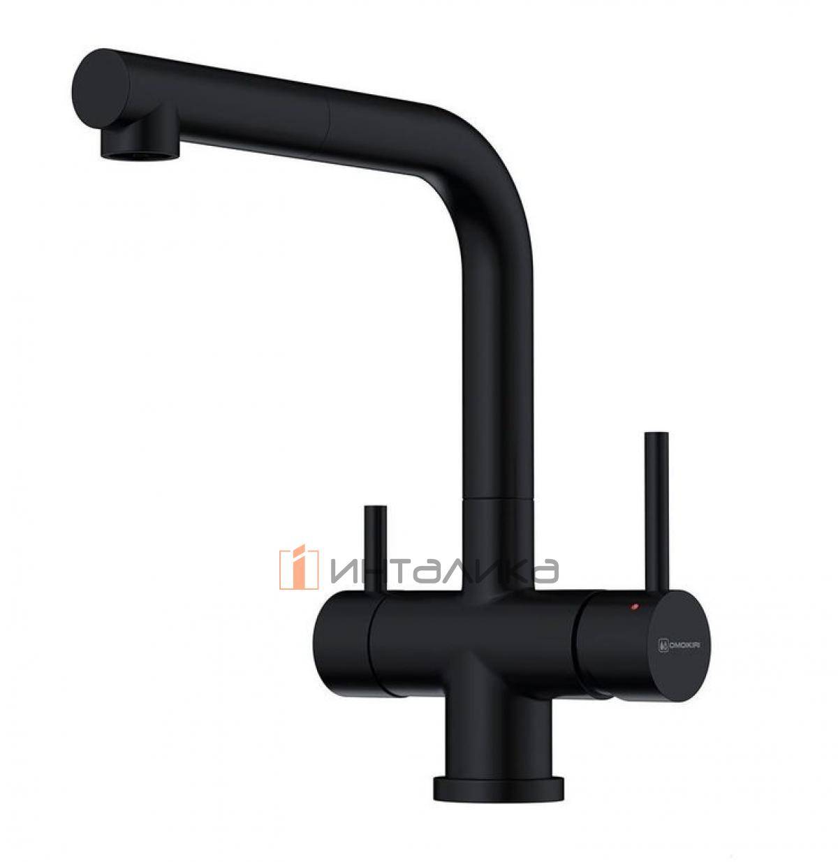 Смеситель Omoikiri TAKAMATSU-S с выводом питьевой воды, с выдвижным шлангом, графит
