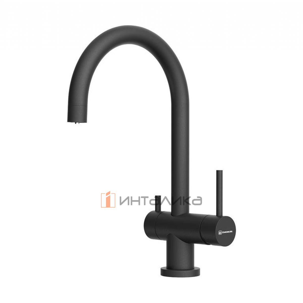 Смеситель Omoikiri YAMADA-P однорычажный, с выводом для питьевой воды, черный