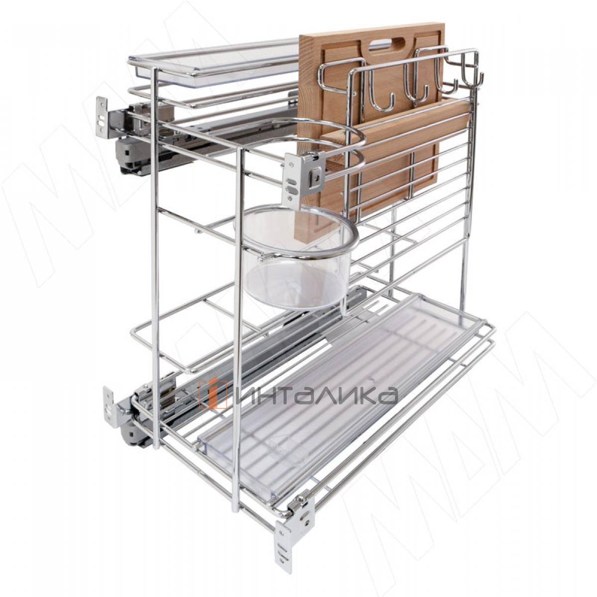 ROUND Корзина универс., с раздел.доской и держателем для ножей, 300 мм, бок. крепл. лев., направл. п