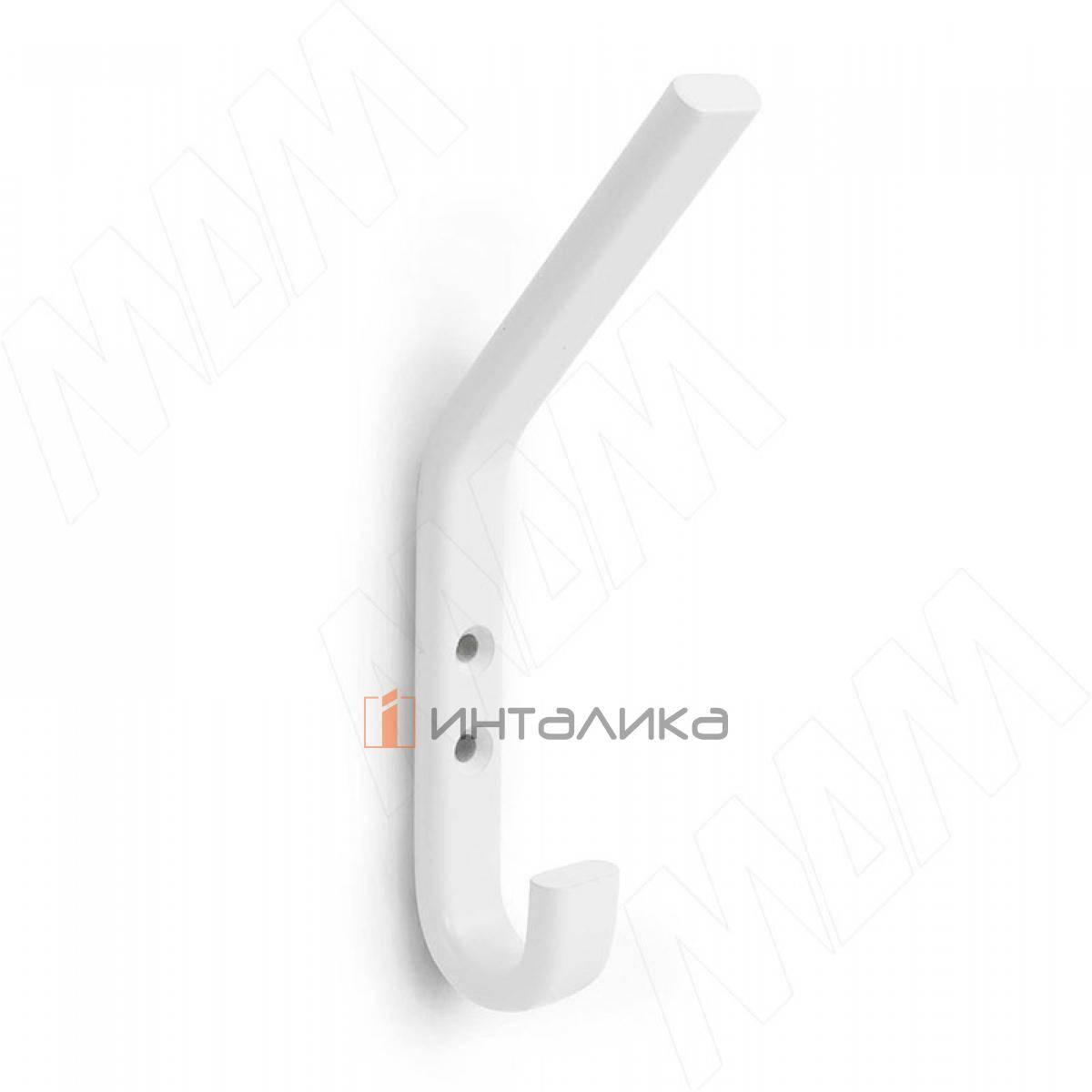 Крючок двухрожковый белый матовый
