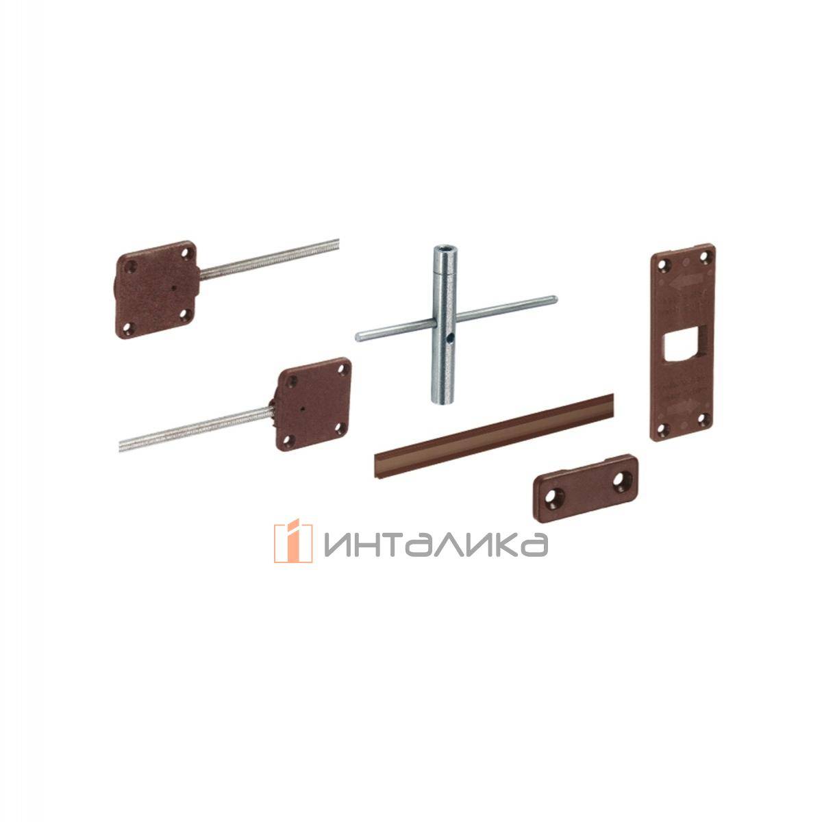 Комплект стяжек-выпрямителей для выравнивания дверей HETTICH, пластик, коричневый