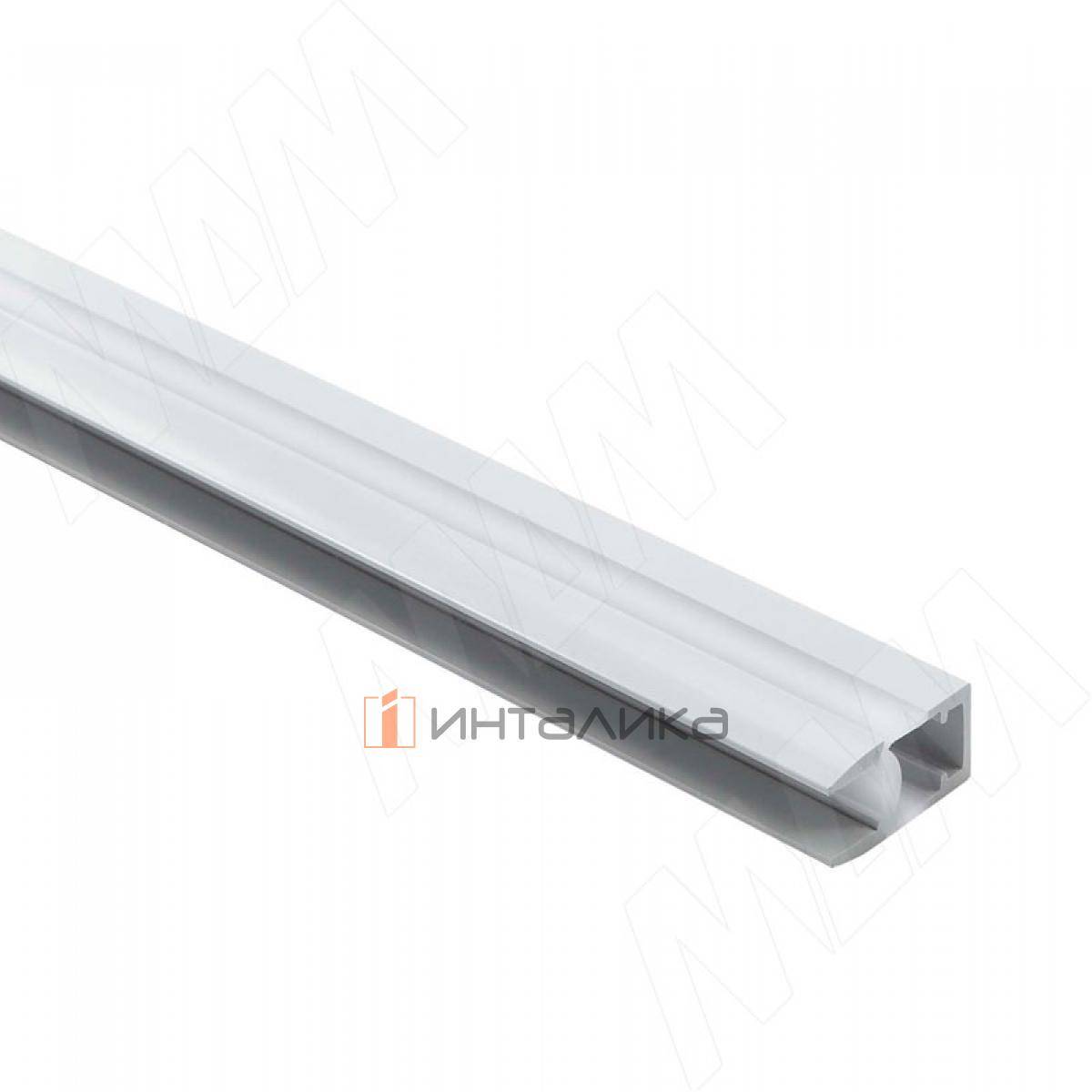 Профиль GL1 для торцевой подсветки стеклянной полки 4-8 мм, накладной, белый матовый, 23х12мм, L2000