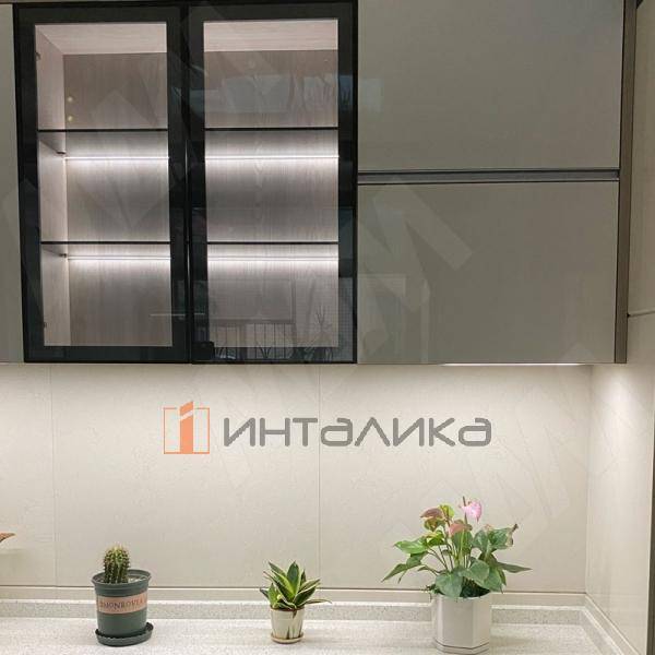 Профиль GL1 для торцевой подсветки стеклянной полки 4-8 мм, накладной, белый матовый, 23х12мм, L2000