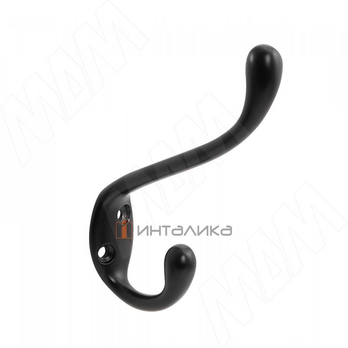 Крючок двухрожковый L-большой, черный матовый