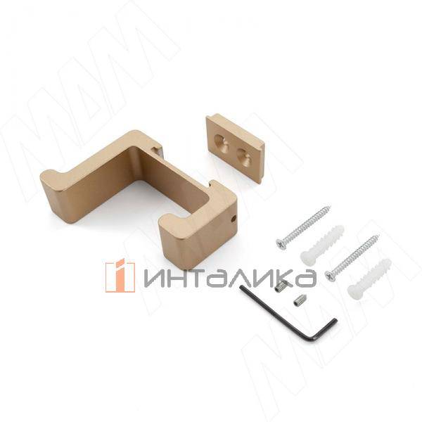 Крючок двухрожковый золото матовое
