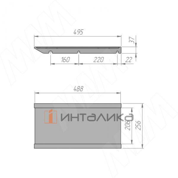 Полка-разделитель универсальная, фасад 300мм, боковина 16/18мм