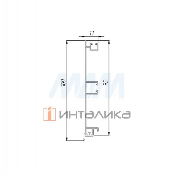 Цоколь алюминиевый (высота 100, длина 4000 мм), алюминий матовый рифленый