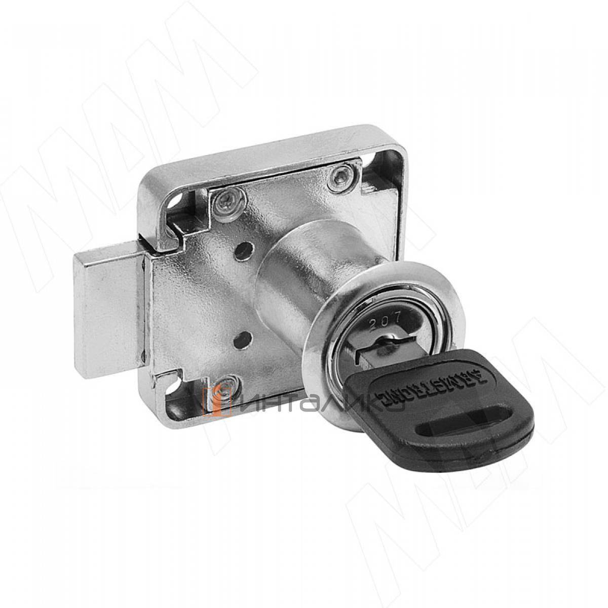 Замок для 1-ой двери, выдвижной, 1 оборот, хром матовый (507-11 MCR)