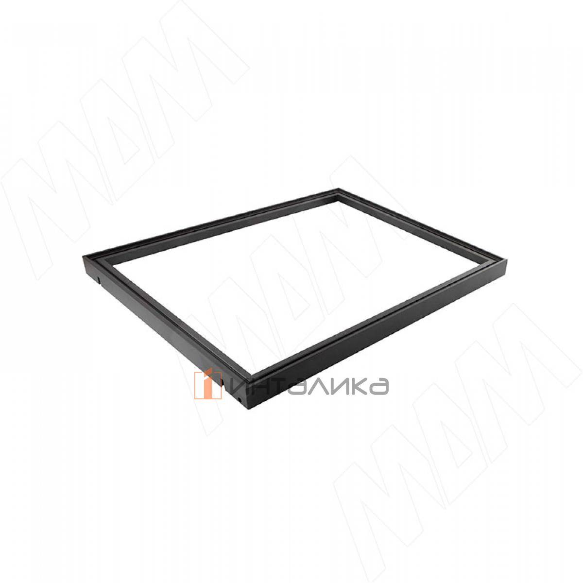 VERTIKO Алюминиевая полка 600х500х35 мм, с уголками и уплотнителем, черный