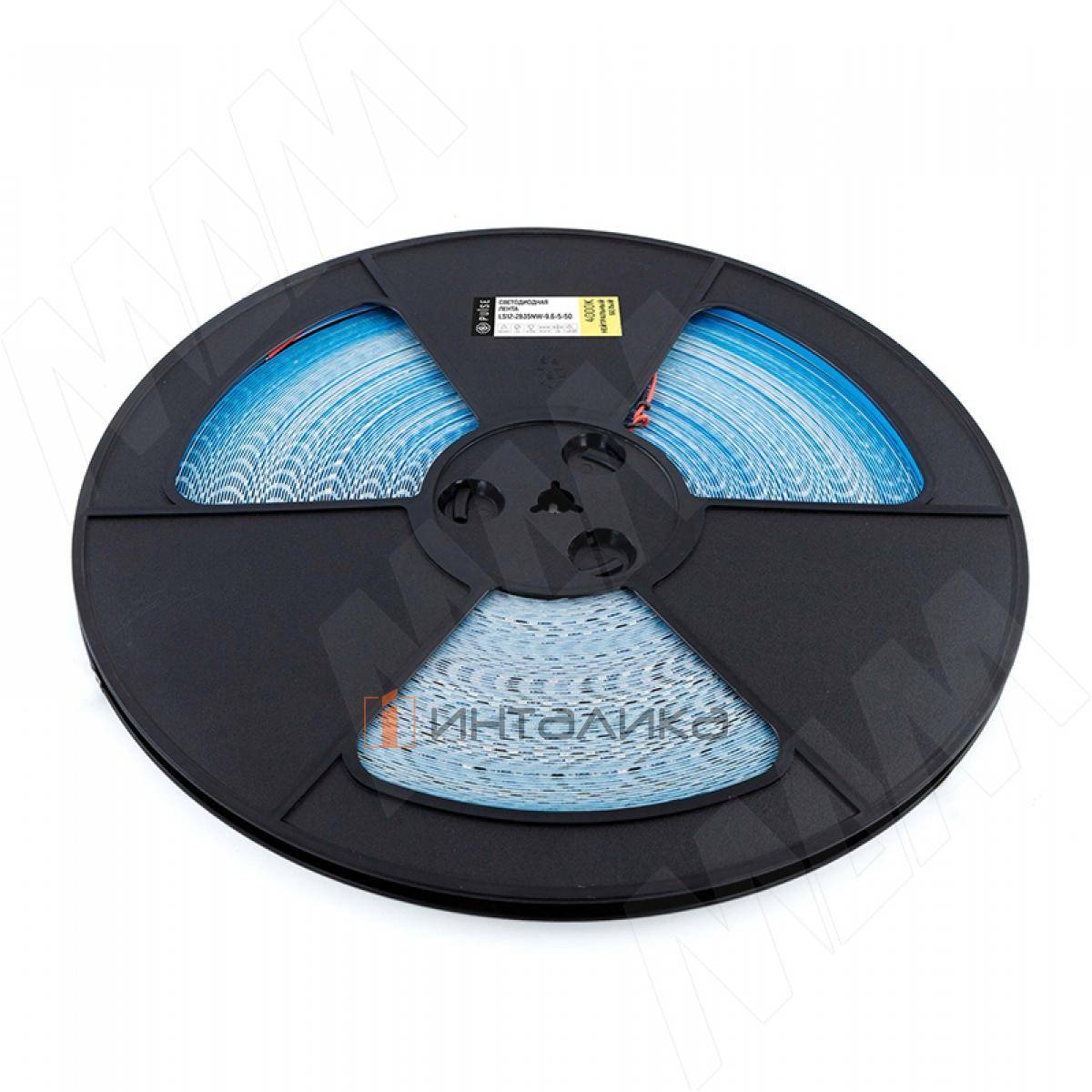 Лента светодиодная 2835/120, 12V, 50 м, основание 5 мм, нейтральный белый 4000К, IP20, 9.6W/1м