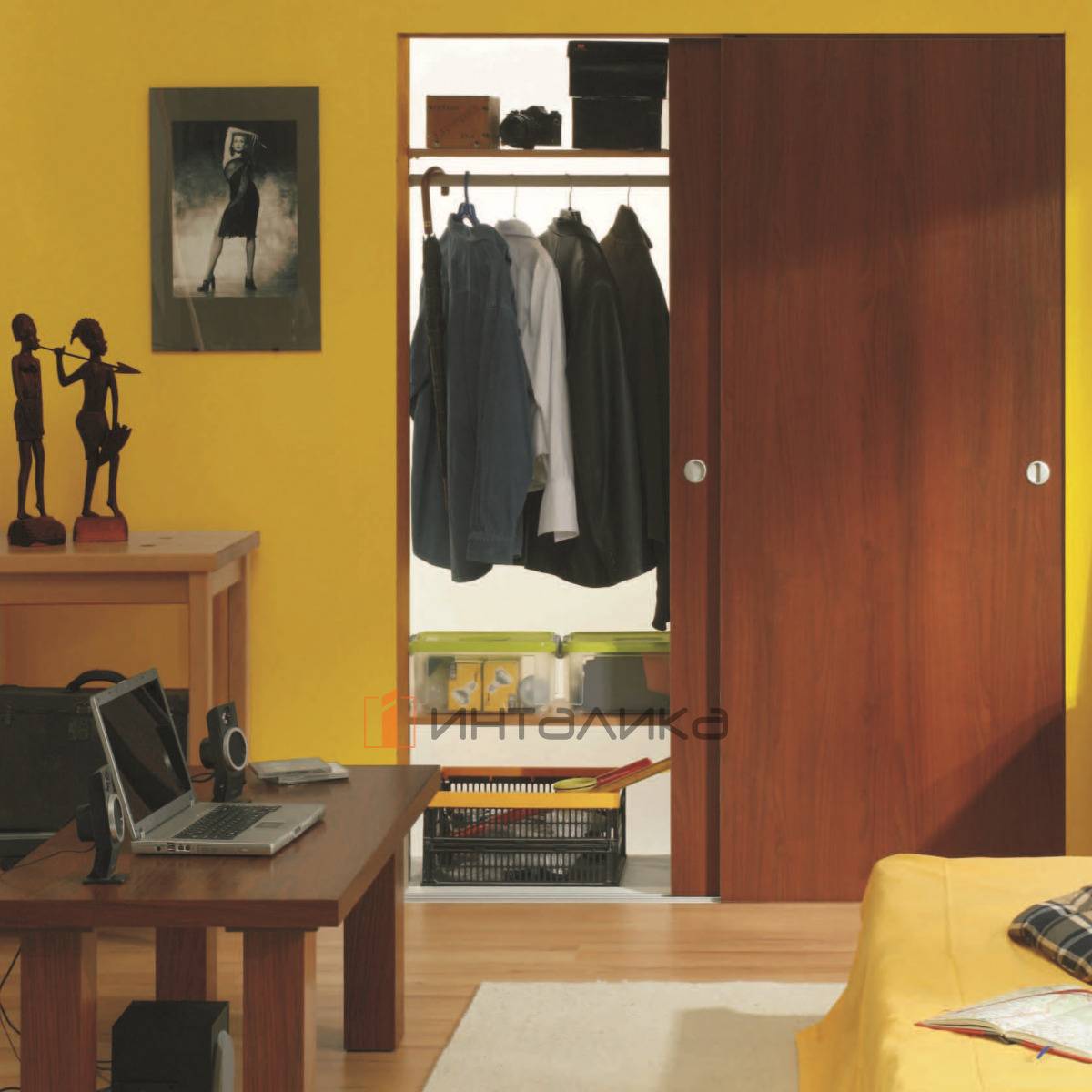 Набор ЮНИСЛАЙД для 1 двери, двойная направляющая, L3000, T16-22, G60, графит