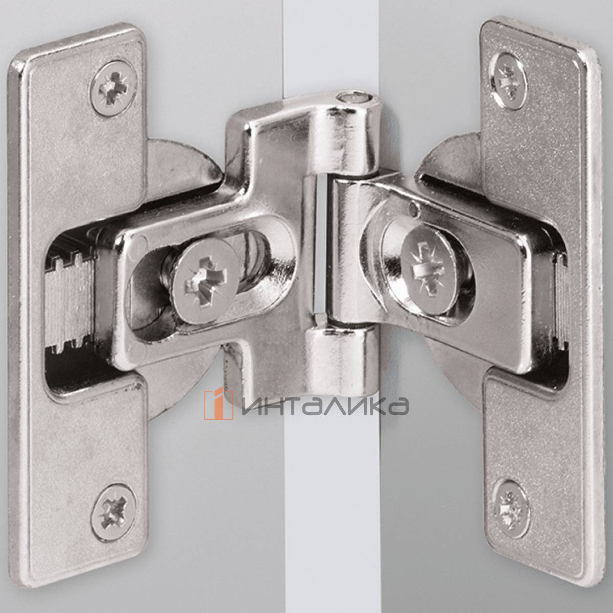 Комплект 1 средней петли HETTICH для складных дверей, с регулировкой оси вращения, под запрессовку, никель