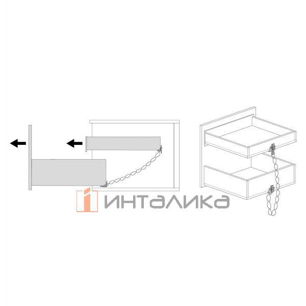 Комплект для синхронного открывания внутреннего ящика HETTICH АванТех Ю / AvanTech YOU Synchro Access