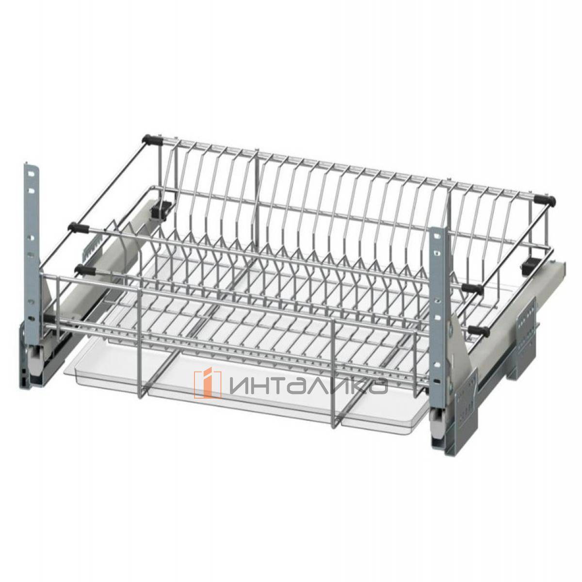 Корзина для посуды Rejs Variant Multi в нижний шкаф 700 с прозрачным поддоном без направляющих, хром