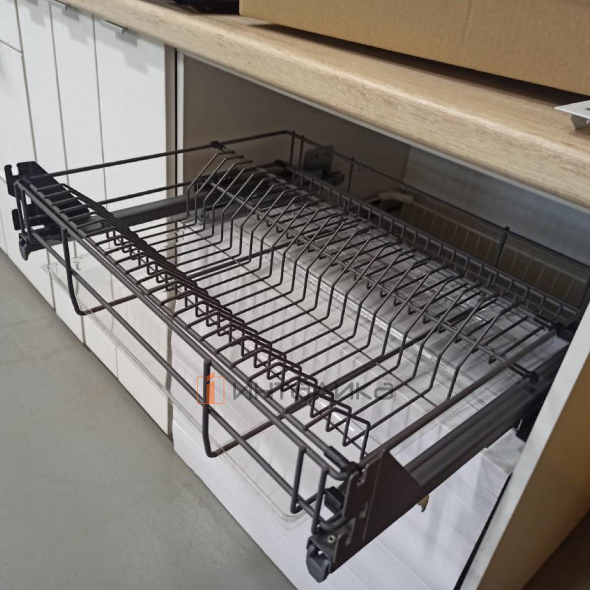 Комплект выдвижного посудосушителя Rejs Variant Multi в корпус 600 с поддоном, NL 450 SOFT, графит