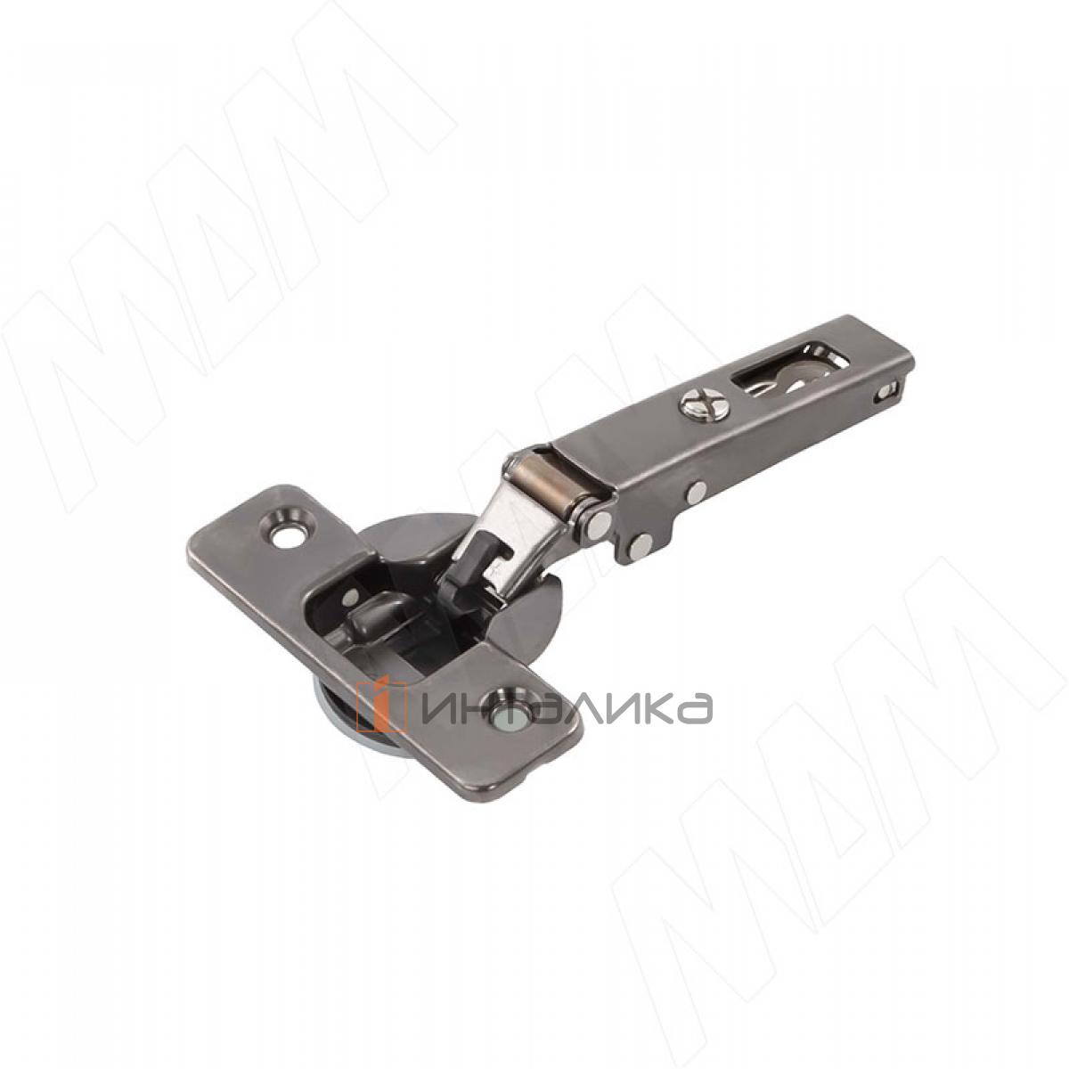 SILENTIA+ петля с доводчиком (амортизатором) накладная (90/110), стандартная, титаниум