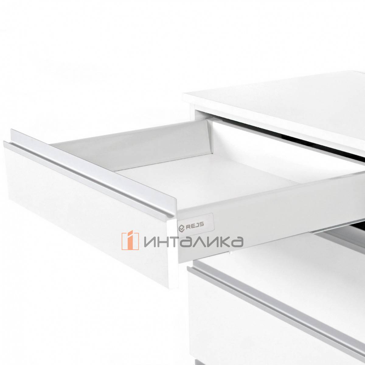 Фасадный ящик стандартный Rejs Comfort Box Soft Close полное выдвижение, H86, NL350, G35, белый