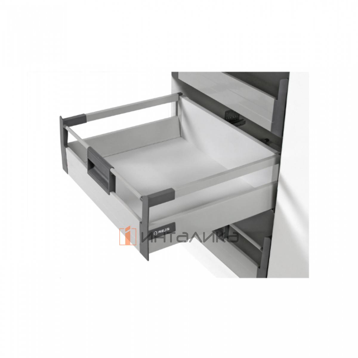 Крепление передней стенки внутреннего ящика Rejs Comfort Box, под прямоугольный релинг, H204, серый