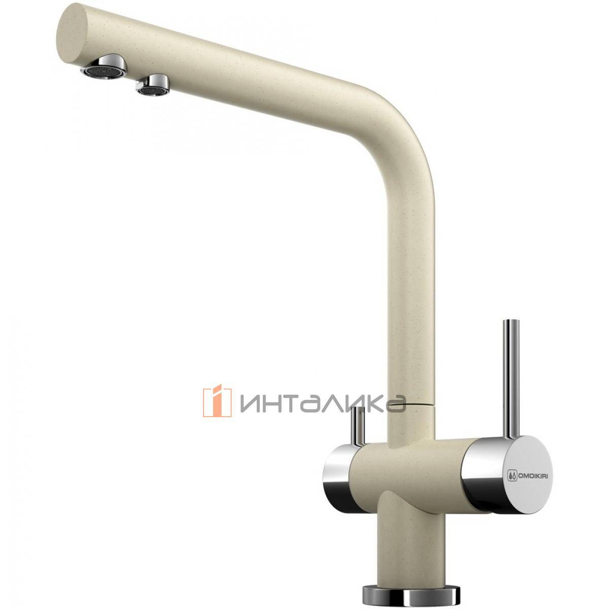 Смеситель Omoikiri NAGANO-P однорычажный, с выводом питьевой воды, ваниль
