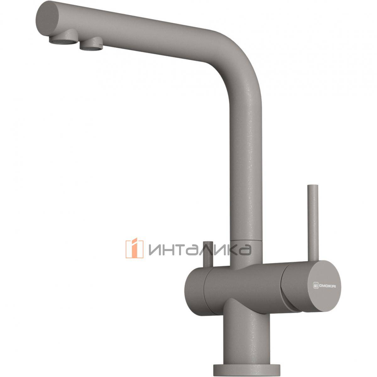 Смеситель Omoikiri NAGANO-P однорычажный, с выводом питьевой воды, leningrad grey