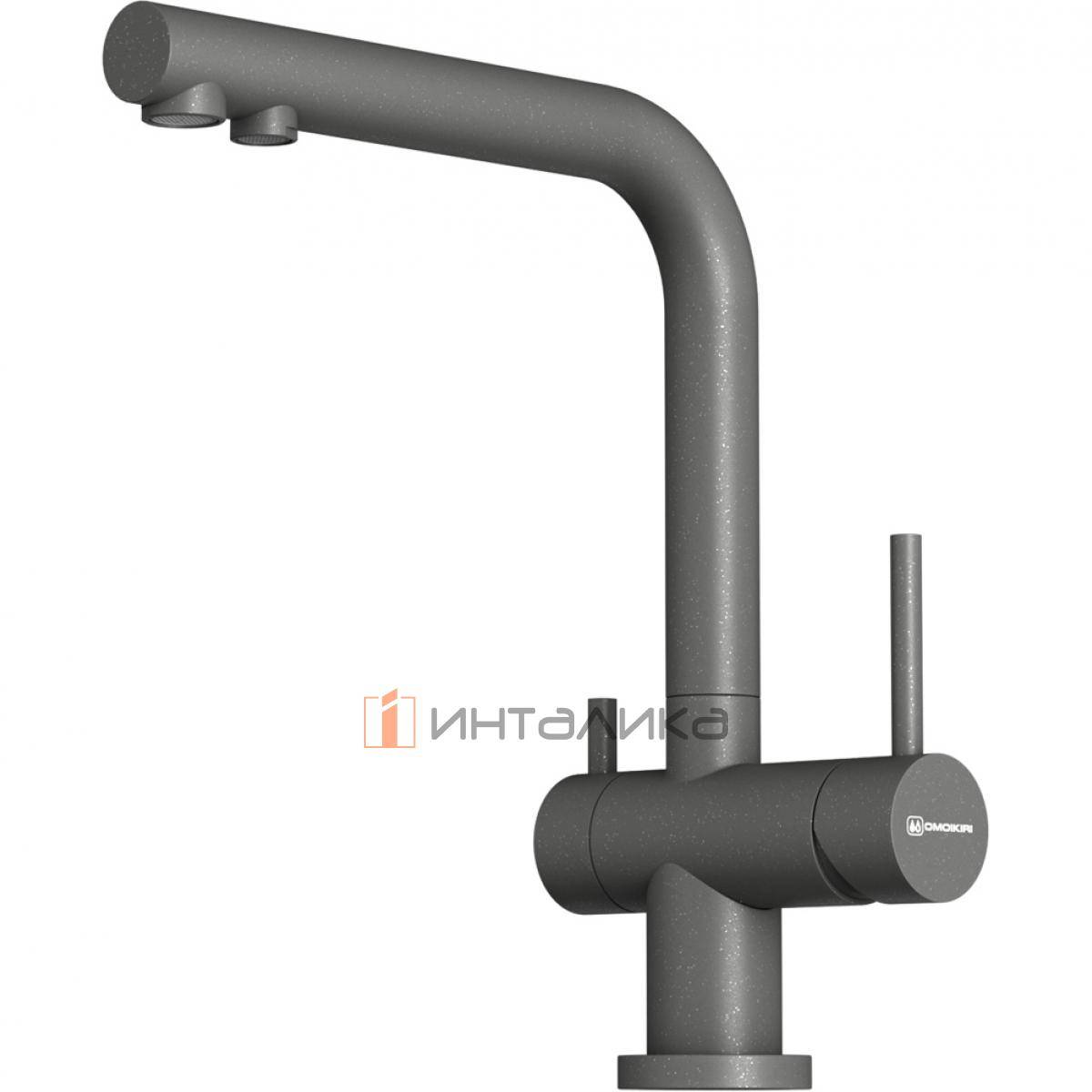 Смеситель Omoikiri NAGANO-P однорычажный, с выводом питьевой воды, платина