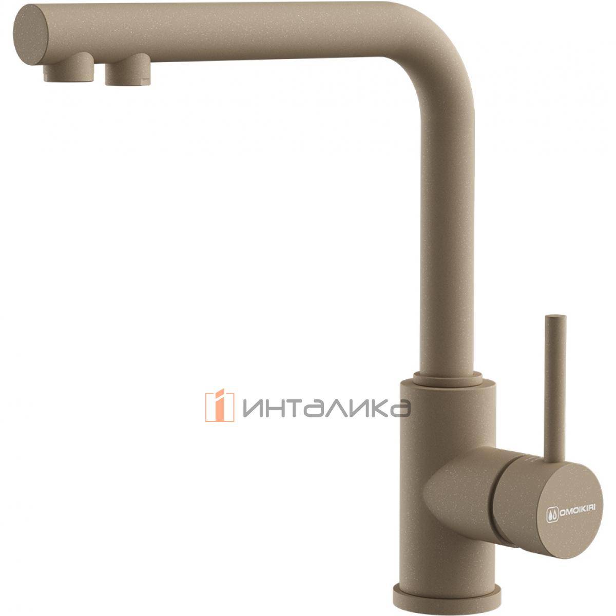 Смеситель Omoikiri NAKAGAWA 2 Plus однорычажный, с выводом для питьевой воды, карамель