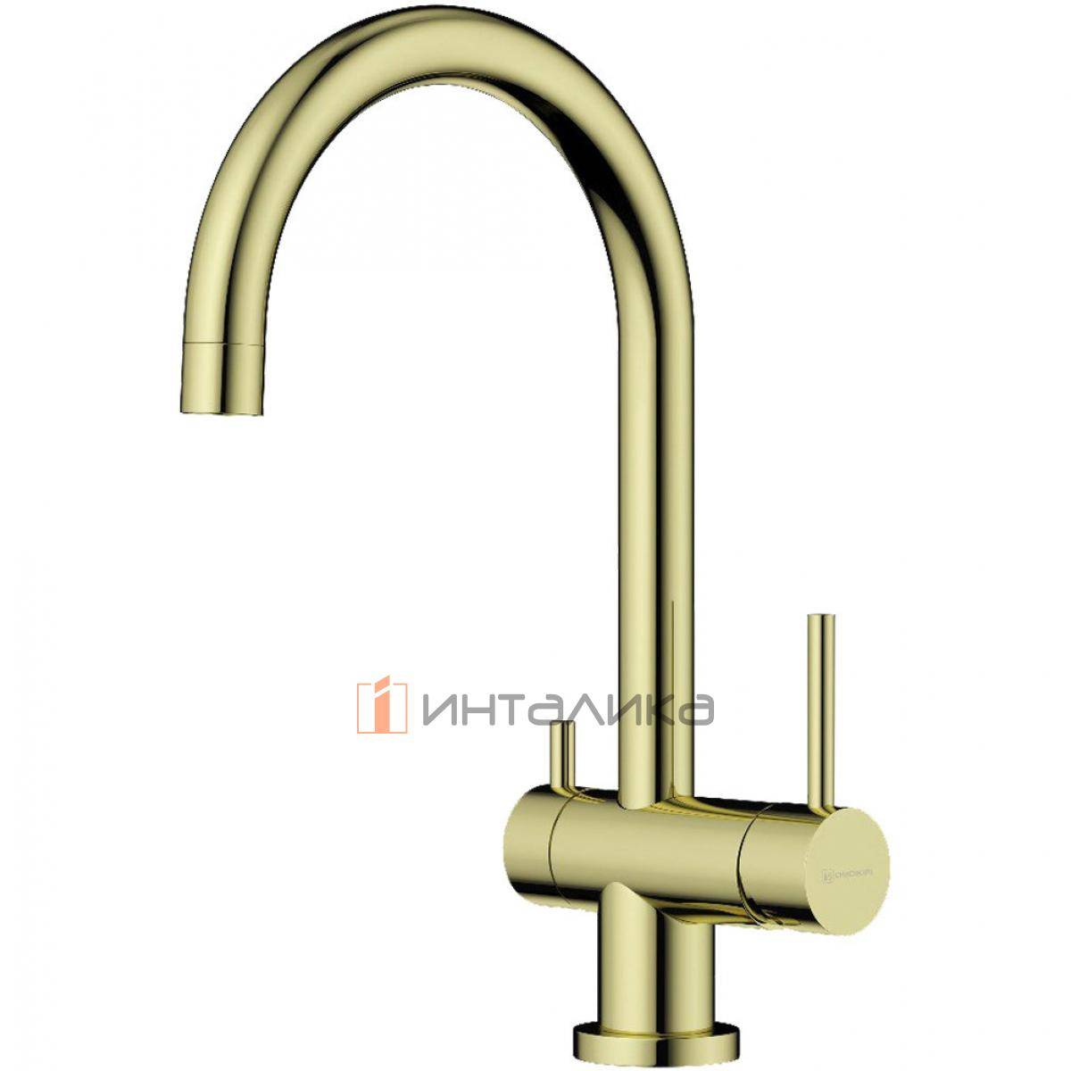 Смеситель Omoikiri YAMADA однорычажный, с выводом для питьевой воды, светлое золото