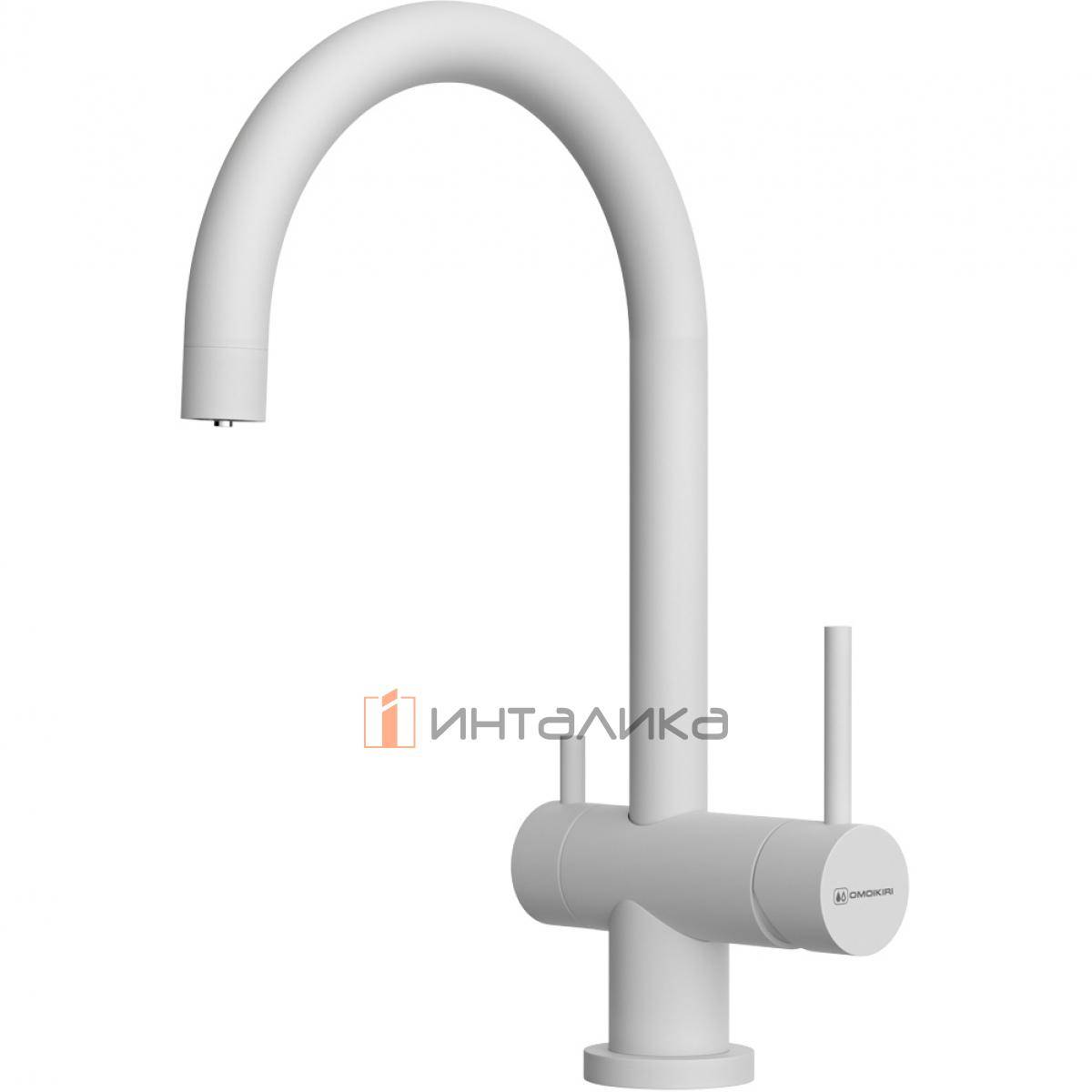 Смеситель Omoikiri YAMADA-P однорычажный, с выводом для питьевой воды, белый