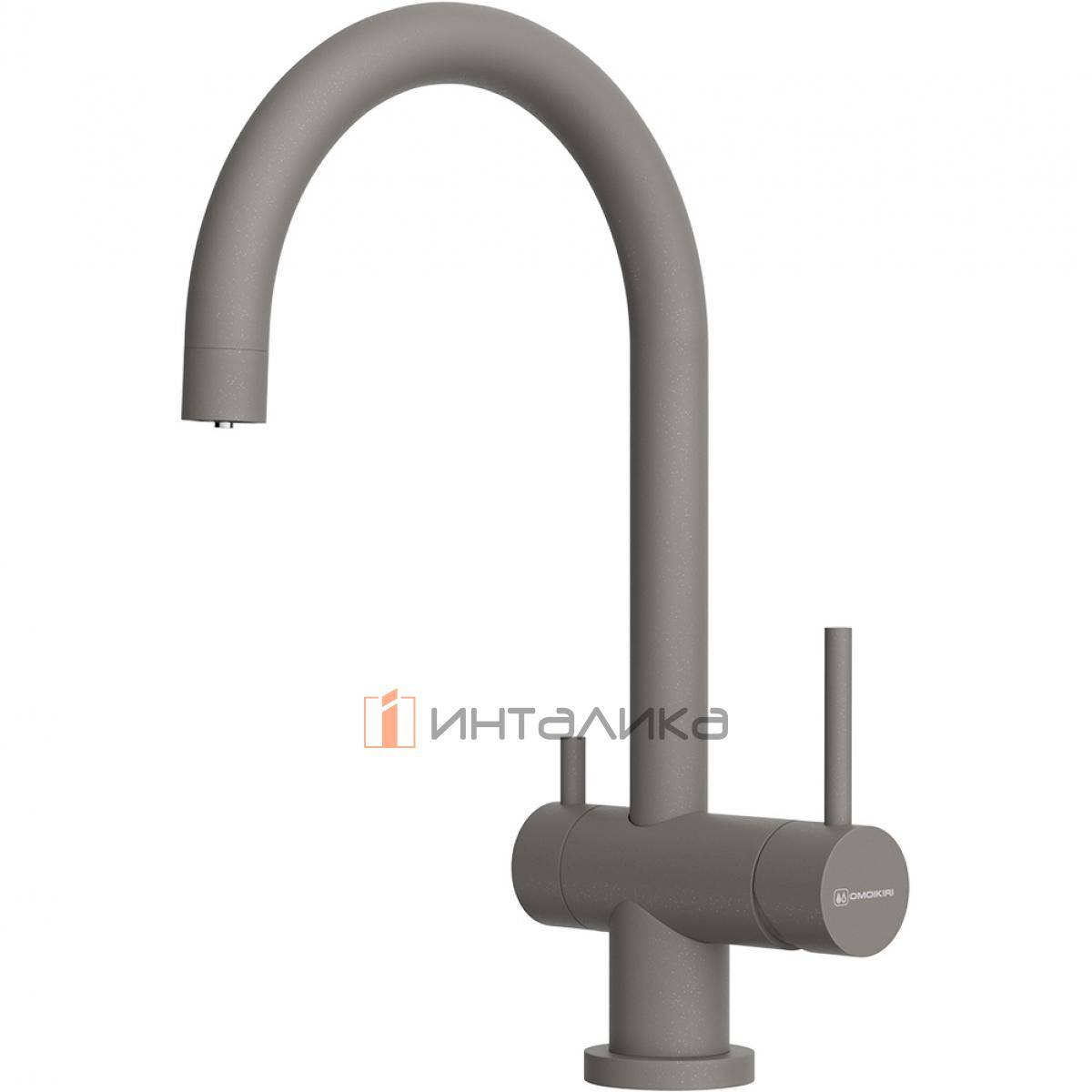 Смеситель Omoikiri YAMADA-P однорычажный, с выводом для питьевой воды, leningrad grey
