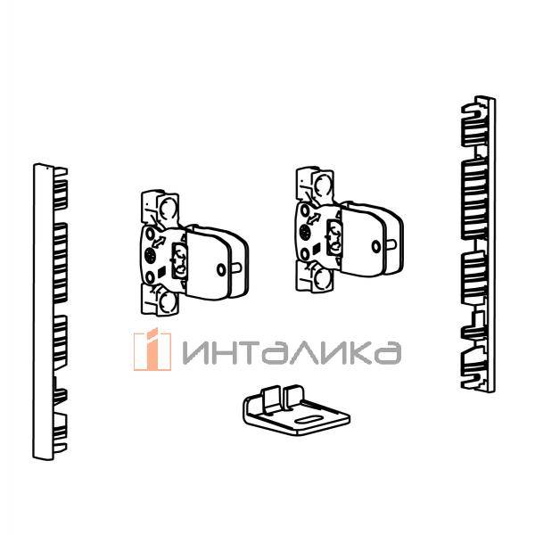 Комплект соединителей передней панели внутреннего ящика HETTICH AvanTech YOU для боковин с подсветкой, H101, серебристый