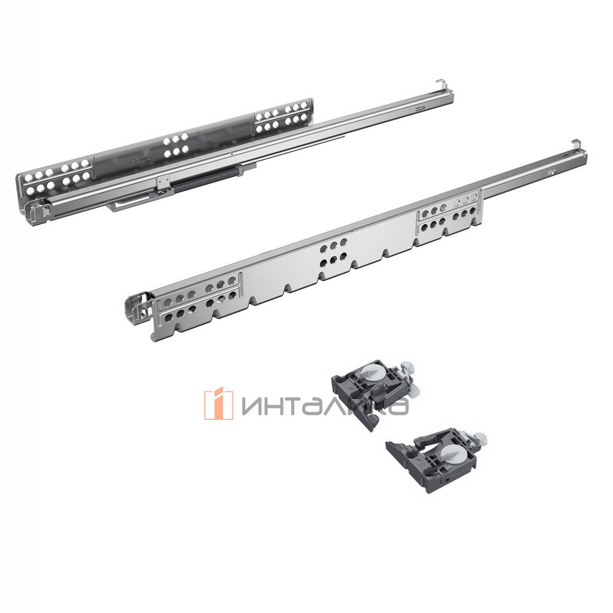 Комплект скрытых направляющих HETTICH Квадро 25 2D / Quadro 25 2D, бесшумное закрывание, частичное выдвижение, NL450, EB23, G25