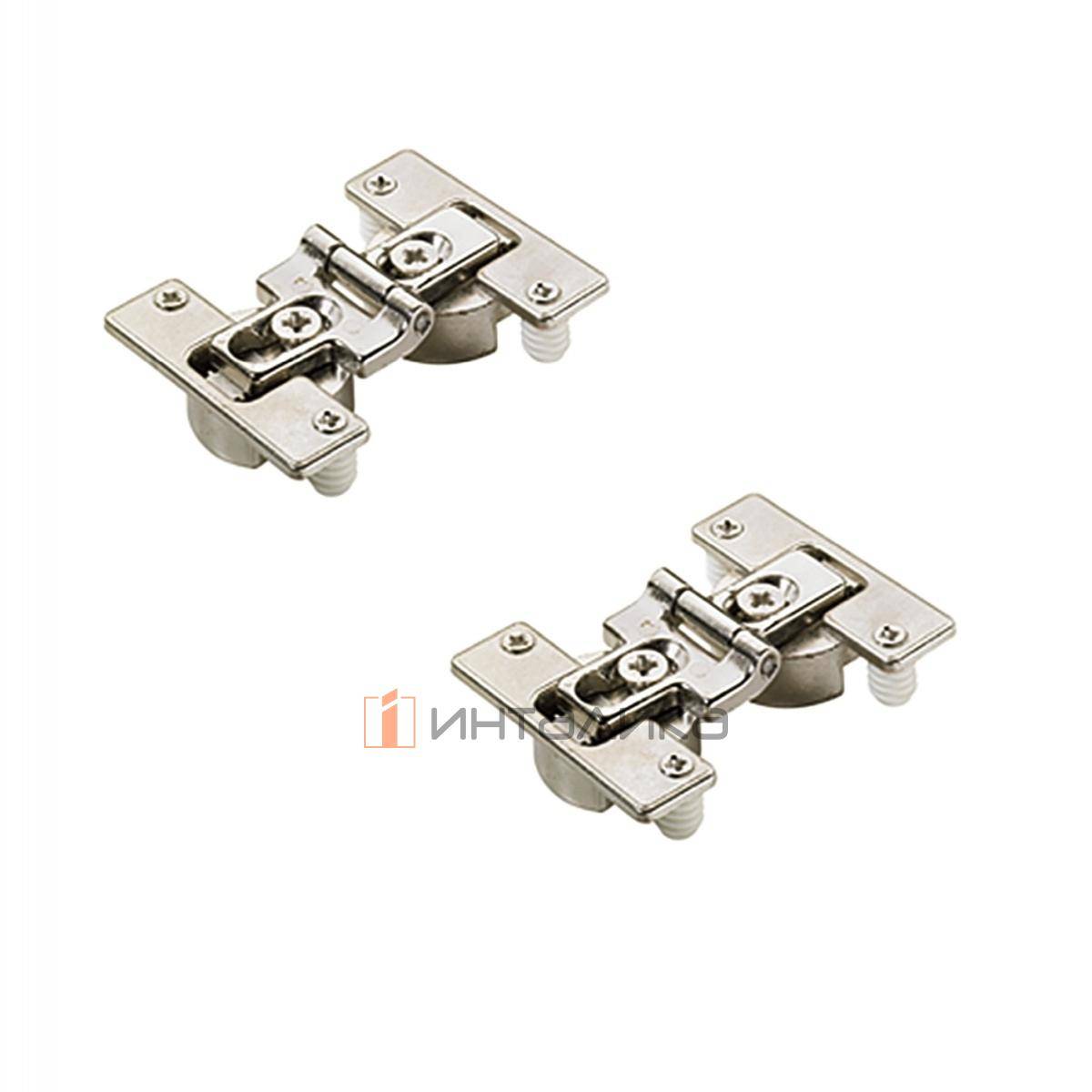 Комплект 2 средних петель HETTICH для складных дверей, с регулировкой оси вращения, под прикручивание, никель